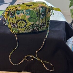 Vera Bradley Green Floral Quilted Crossbody with Chain Strap